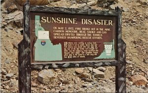 Sunshine Silver Mine Disaster Sign Idaho Kellogg Wallace ID Mining Postcard G22