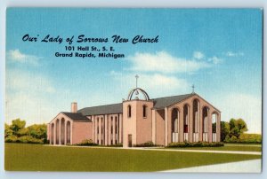 Grand Rapids Michigan Postcard Our Lady Sorrows New Church Building 1940 Vintage