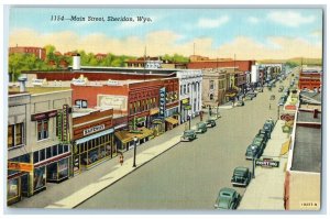 c1940 Main Street Exterior Building Sheridan Wyoming WY Vintage Antique Postcard