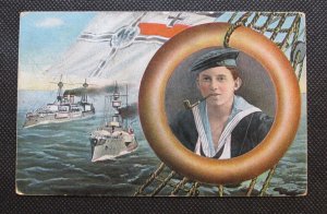MINT Sept 1918 German PPC sailor ship Marine Schiffspost No 152
