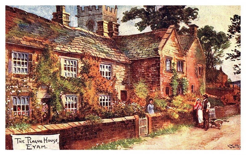 Eyam The plague House  ,    Tuck's 1356 Derbyshire Dales