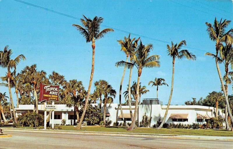 Delray Beach Florida Tropical Acres Restaurant Vintage Postcard K96076