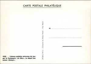 Postcard France Art Postal - Daytime airmail connections by Air Bleau plane