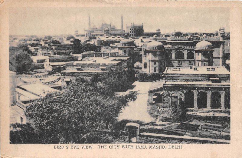 US34 postcard India bird's eye view the city of Jama Masjid Delhi