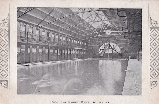 Rhyl Swimming Bath Pool Antique Welsh Postcard