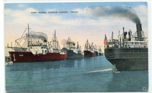 Steamer Ship Harbor Port Corpus Christi Texas postcard