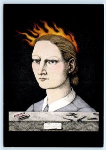 Please Help Me. MY BRAIN IS BURNING Artist Julie Speed 1999 ~ 4x6 Postcard