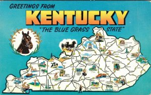 USA Greetings from Kentucky The Bluegrass State Vintage Postcard 07.29