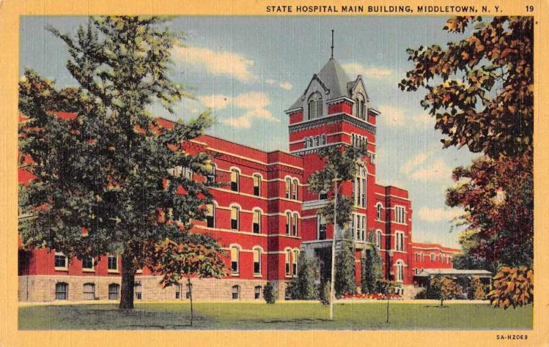 Middletown New York State Hospital Linen Vintage Postcard JA4741564