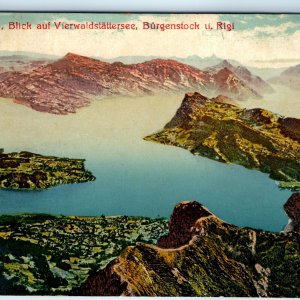 c1910s Mount Pilatus Birds Eye of Lake Lucerne Postcard Burgenstock Mt Rigi A76