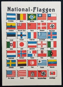 GERMANY THIRD 3rd REICH ORIGINAL PROPAGANDA POSTCARD NATIONAL FLAGS