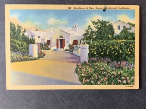 Residence Of Gary Cooper Brentwood CA Linen Postcard H1160082006