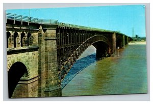 Vintage 1960's Postcard Railroad & Auto Bridge Eads Bridge St. Louis Missouri