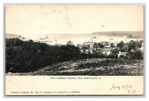 Birds Eye View Port Jefferson Harbor Port Jefferson NY 1906 UDB Postcard V8