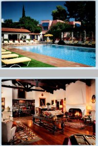 2 Postcards TUCSON, AZ ~ Roadside ARIZONA INN Pool & Interior - 4x6