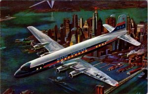 North American Airlines Advertising  DOUGLAS SKYMASTER AIRPLANE  Chrome Postcard