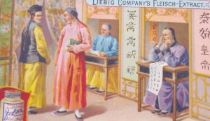 1800s Liebig Meat Extract Chinese Student Doing Exam Victorian Trade Card