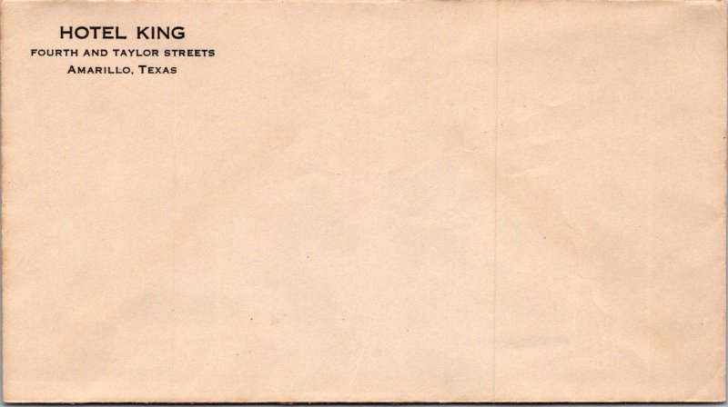 Hotel King Amarillo TX vintage stationery envelope cachet