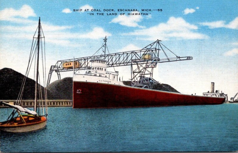 Michigan Escanaba Ship At Coal Dock