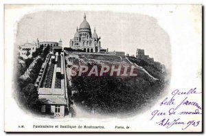 Paris - 14 - Montmartre Funicular and Basiique 1903 - Old Postcard