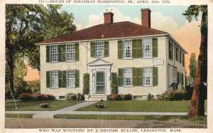 Vintage Postcard House Of Jonathan Harrington Jr. Lexington Massachusetts MA