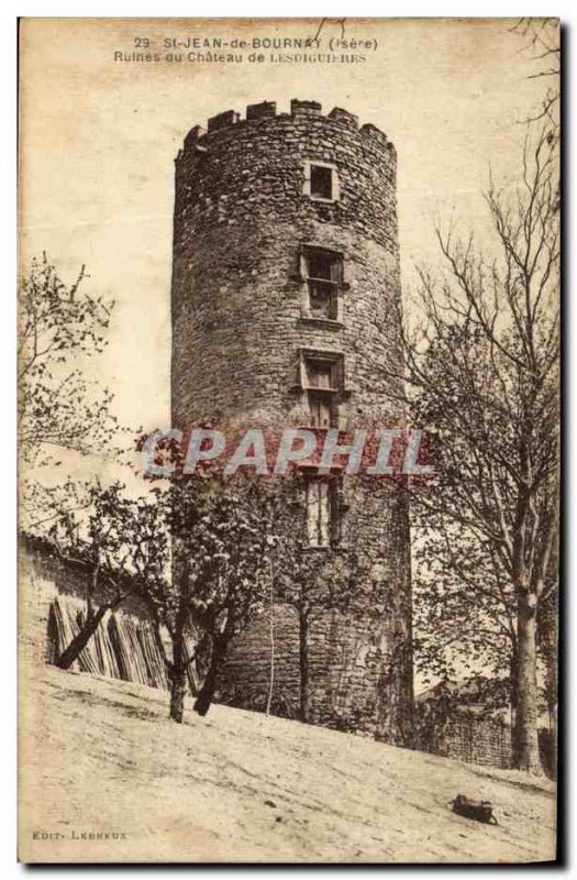 Old Postcard St Jean de Bournay Ruins of Castle Lesdiguieres