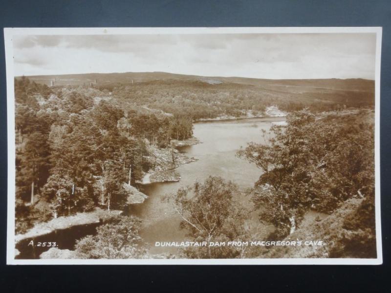 Perthshire DUNALASTAIR DAM FROM MACGREGORS CAVE c1935 RP Postcard by Valentine's