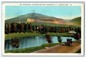 1929 Mt Utsayantha Lake Trolley Stamford New York Catskill MTS Vintage Postcard 