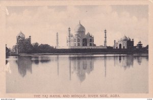 AGRA, India, 1900-1910s; The Taj Mahal And Mosque, River Side