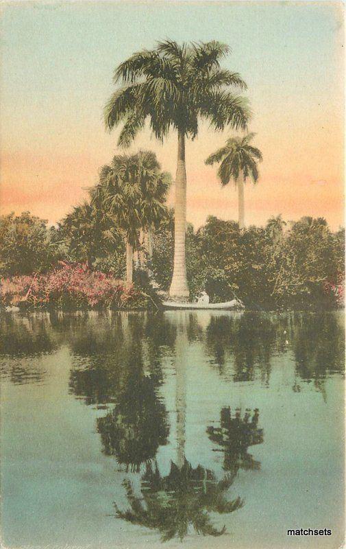 1920s Palm Beach Florida Royal Pal, Shore Lake Worth Hand colored Albertype 7795