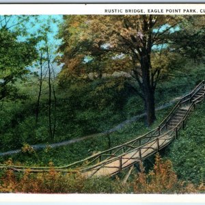 c1920s Clinton, IA Rustic Bridge Eagle Point Park Trail PC Wood Stick Fence A324