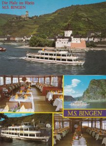 MS Bingen German Passenger Ship Interior Restaurant Postcard