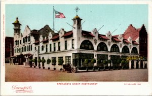 Postcard WA Davenports' Spokane's Great Restaurant Old Car UDB ~1905 S69