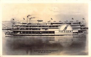 RPPC The Steamer, President, St Louis, MO, EKC Back,Old Post Card