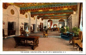 Postcard The Lounge at Carlton Hotel 16th Street at K in Washington D.C.