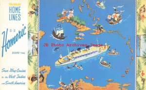 Advertising Postcard, Home Lines Steamship Homeric, Steamer, Map