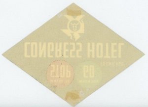 1930's-40's Congress Hotel Chicago A.H.M. Luggage Label Poster Stamp B6 