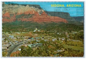 1977 Aerial View Roads Building Houses Hills Mountain Sedona Arizona AZ Postcard