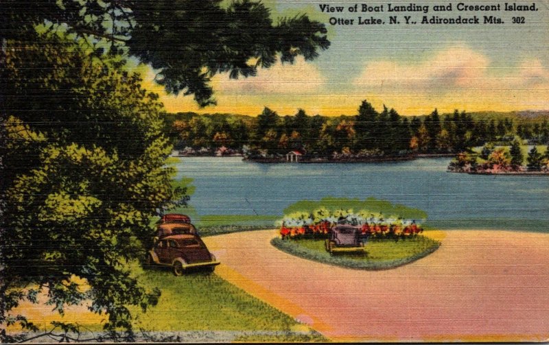 New York Adirondacks Otter Lake View Of Boat Landing and Crescent Island