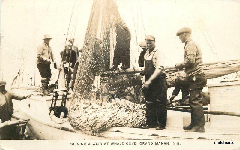 1937 New Brunswick Canada Fishing RPPC Real photo postcard 10297