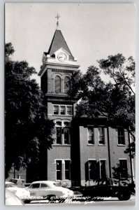 Georgia Waynesboro GA RPPC Burke Co Court House Old Police Car Postcard C32