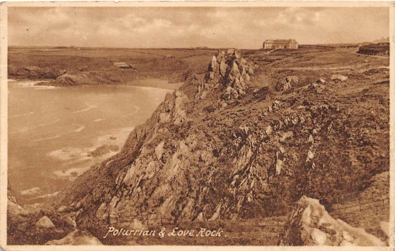 POLURRIAN CORNWALL UK LOVE ROCK FRITH'S POSTCARD c1930sa