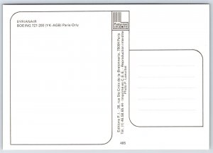 Airplane Postcard Syrianair Airlines Airways Boeing 727-200 YK-AGB Paris FJ13