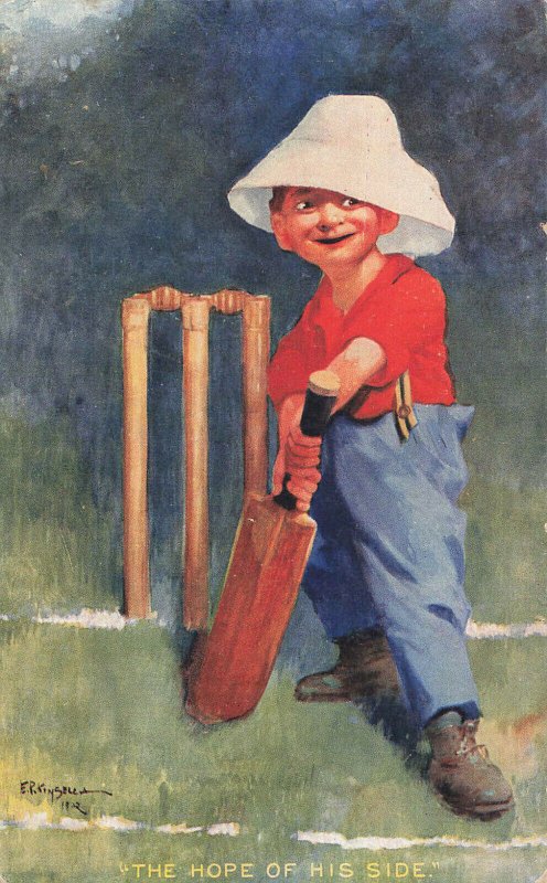 Artist Signed The Hope Of His Side Cricket 1912  UK Postcard