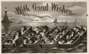 1908 NEW YEAR WISHES GIRLS MONTAGE COLLAGE ANTIQUE REAL PHOTO POSTCARD RPPC