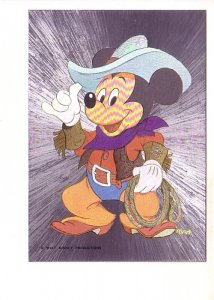 Mickey Mouse Cowboy Outfit, Silver Foil Disney Cartoon Postcard, Dufex