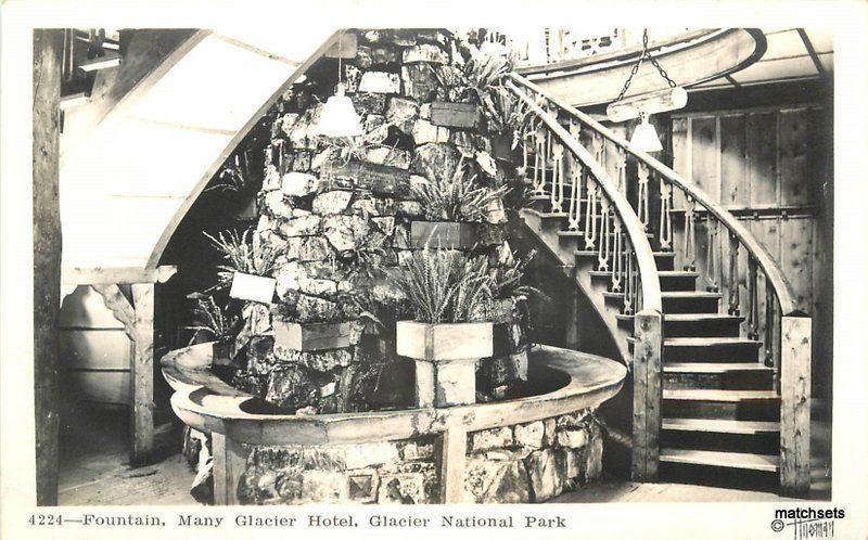 1940s Glacier Hotel Interior Fountain Park Montana Hileman RPPC real photo 7299 