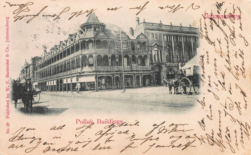 Pollak Buildings, Johannesburg, Transvaal, Early Postcard, Used in 1904