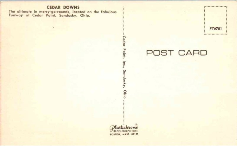 Sandusky, Ohio - Merry-go-Round at Cedar Downs in Cedar Point - c1960