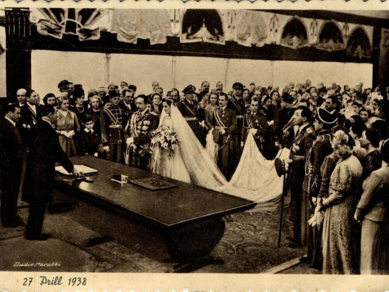 albania, Wedding of King Zog Zogu I with Queen Geraldine (1938) Postcard, Due to